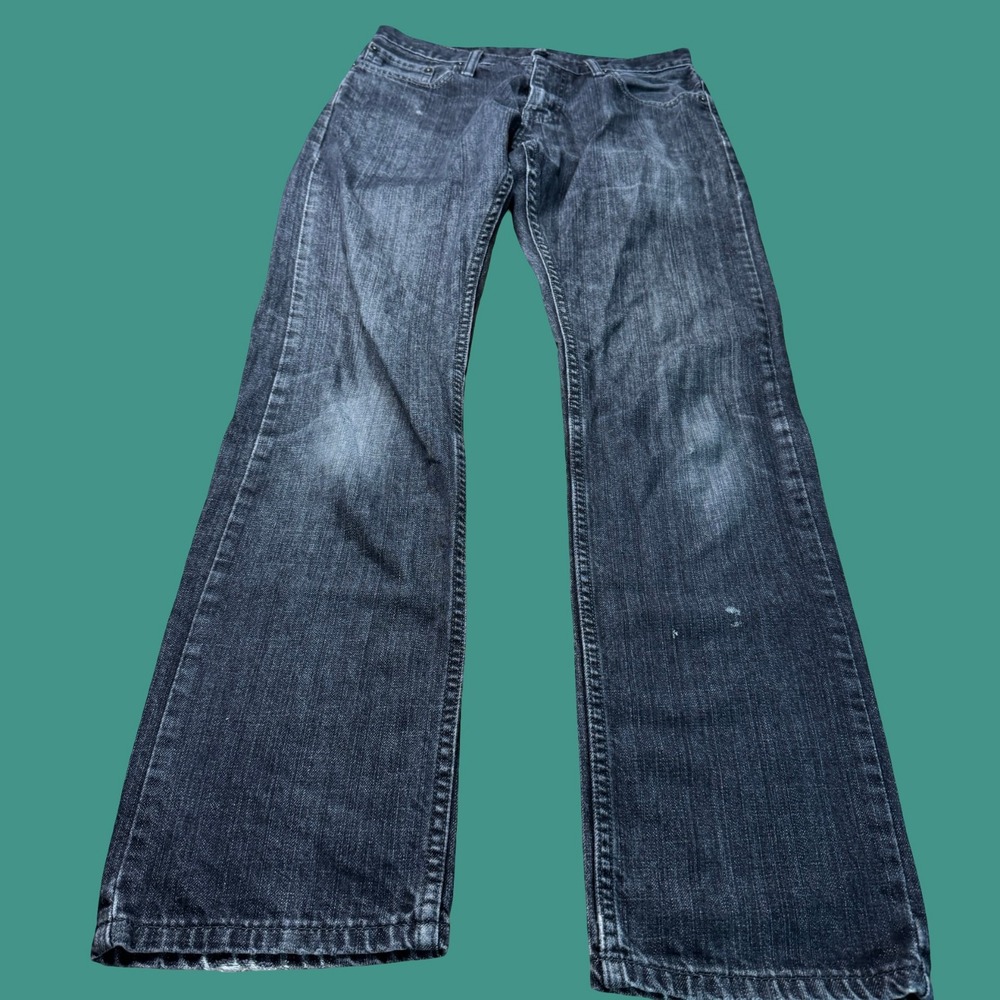 Levi's 514 Mens Jeans Black Denim Straight Leg Regular Fit Faded Distressed